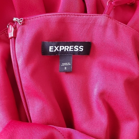 Express Red Satin Spaghetti Strap Wrap Dress - Picture 4 of 5